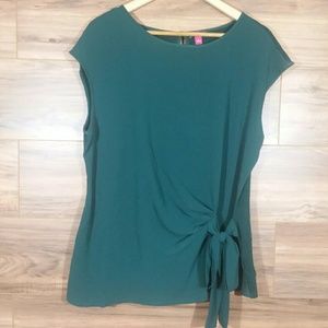 Vince Camuto Side Tie Ruched Stretch Crepe Top L